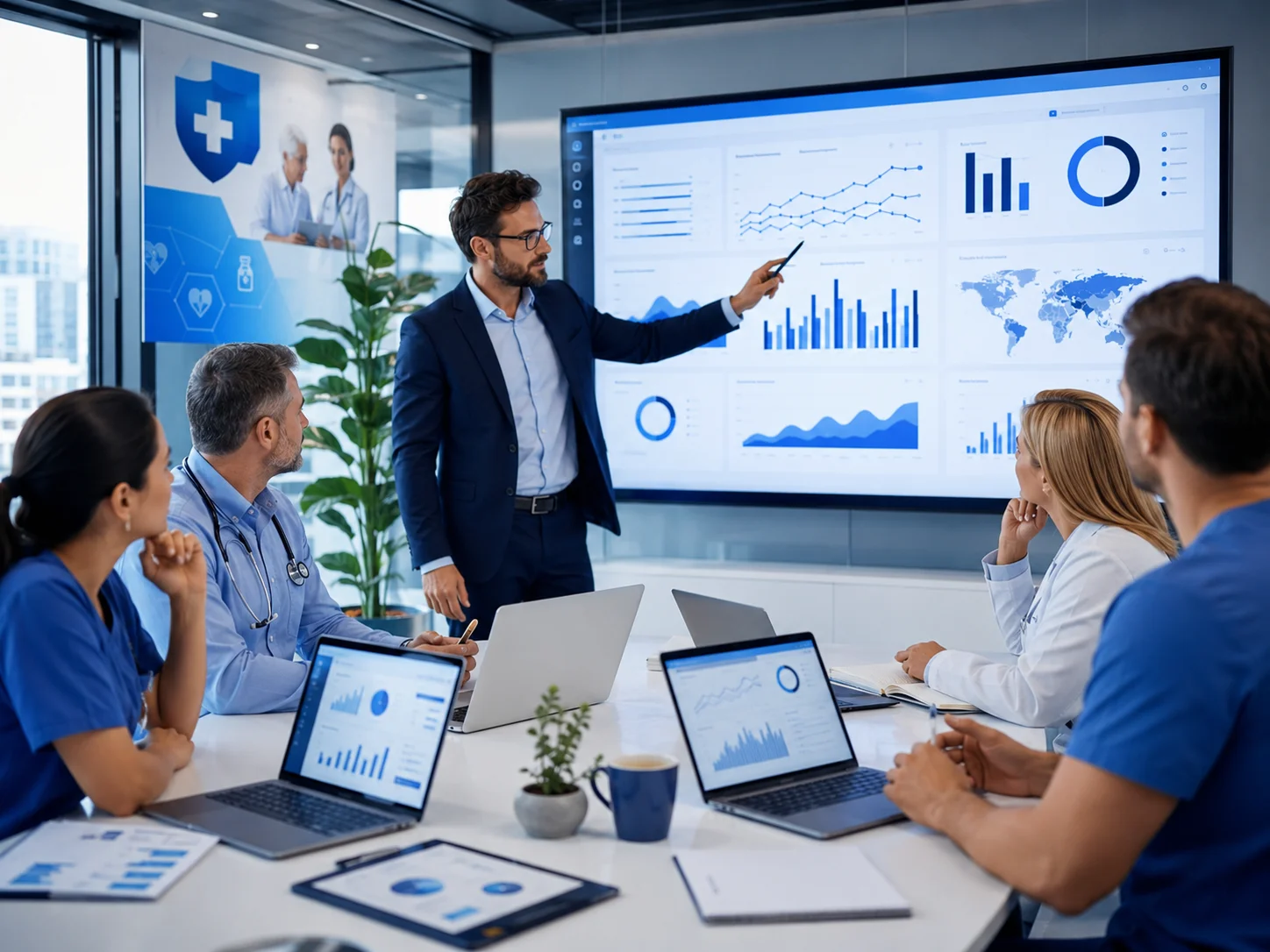 SEO specialist reviewing website analytics for business growth